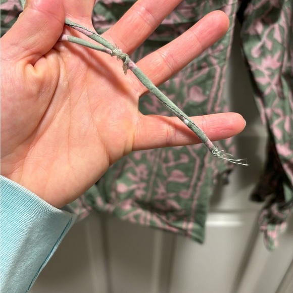 Cleobella | Whitley Ruffle Sleeve Button Front Split V-neck‎ Tie Boho Blouse XL - Picture 7 of 13